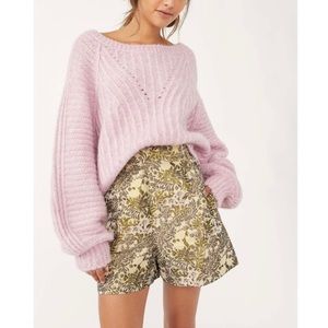 Free People | Shine Like a Shorty Jacquard Shorts (Gold Blush)